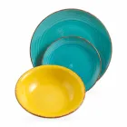 Talheres com Pratos Coloridos 18 Peças em Grés Moderno - Abruzzo Viadurini