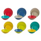 Talheres com Pratos Coloridos 18 Peças em Grés Moderno - Abruzzo Viadurini