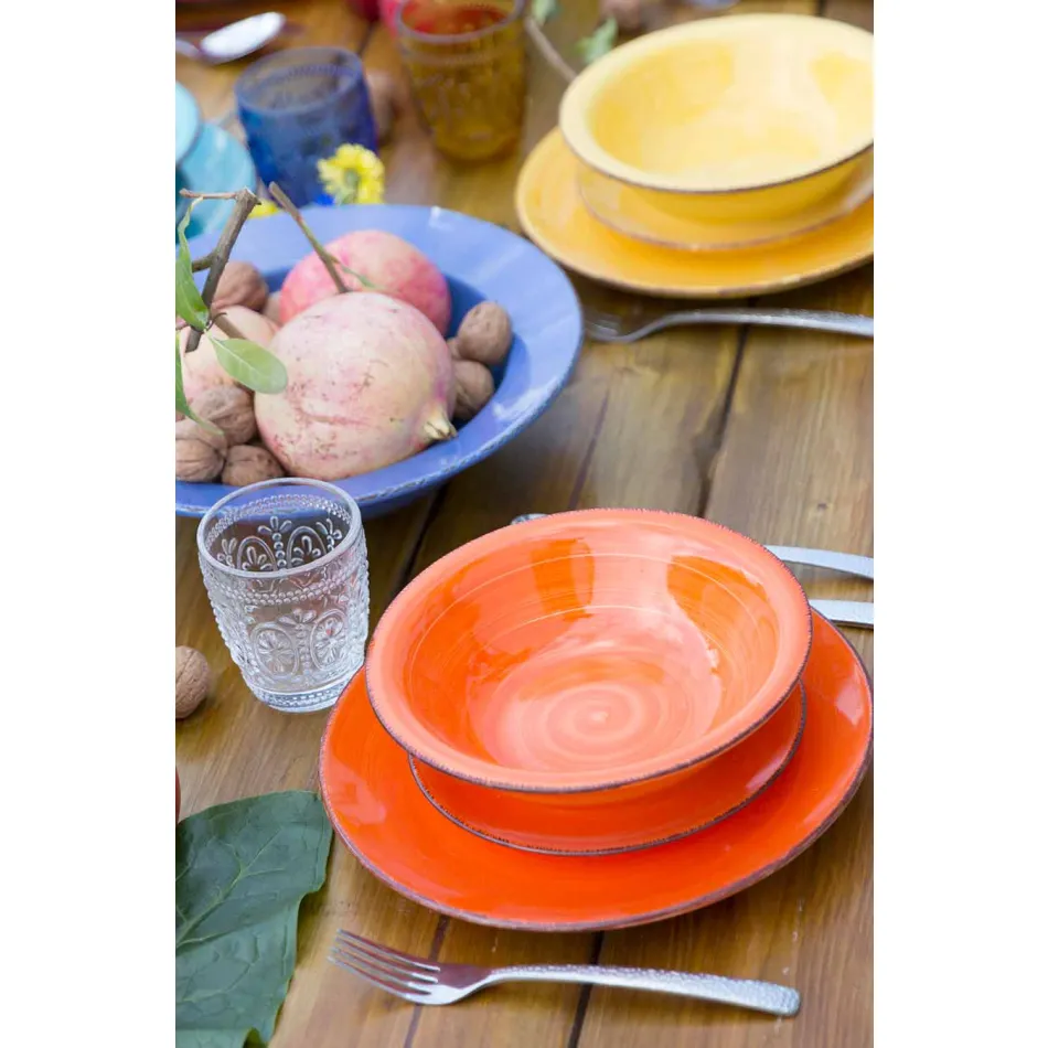 Talheres com Pratos Coloridos 18 Peças em Grés Moderno - Abruzzo Viadurini