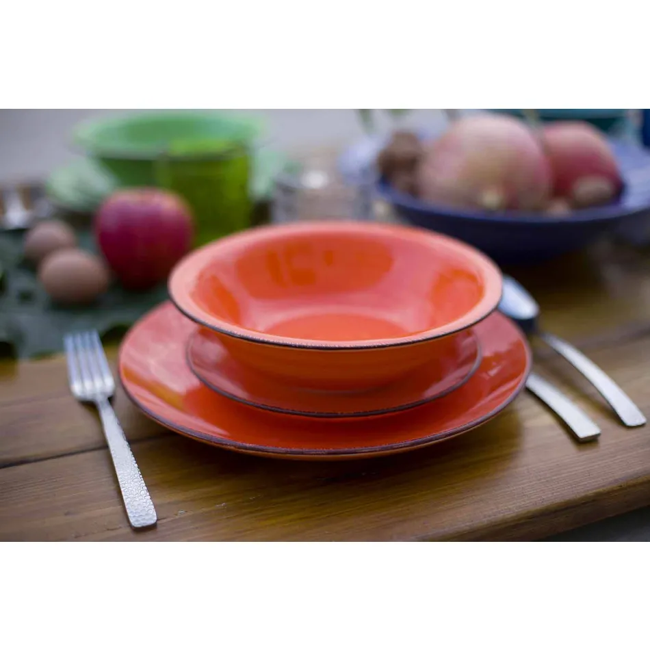 Talheres com Pratos Coloridos 18 Peças em Grés Moderno - Abruzzo Viadurini