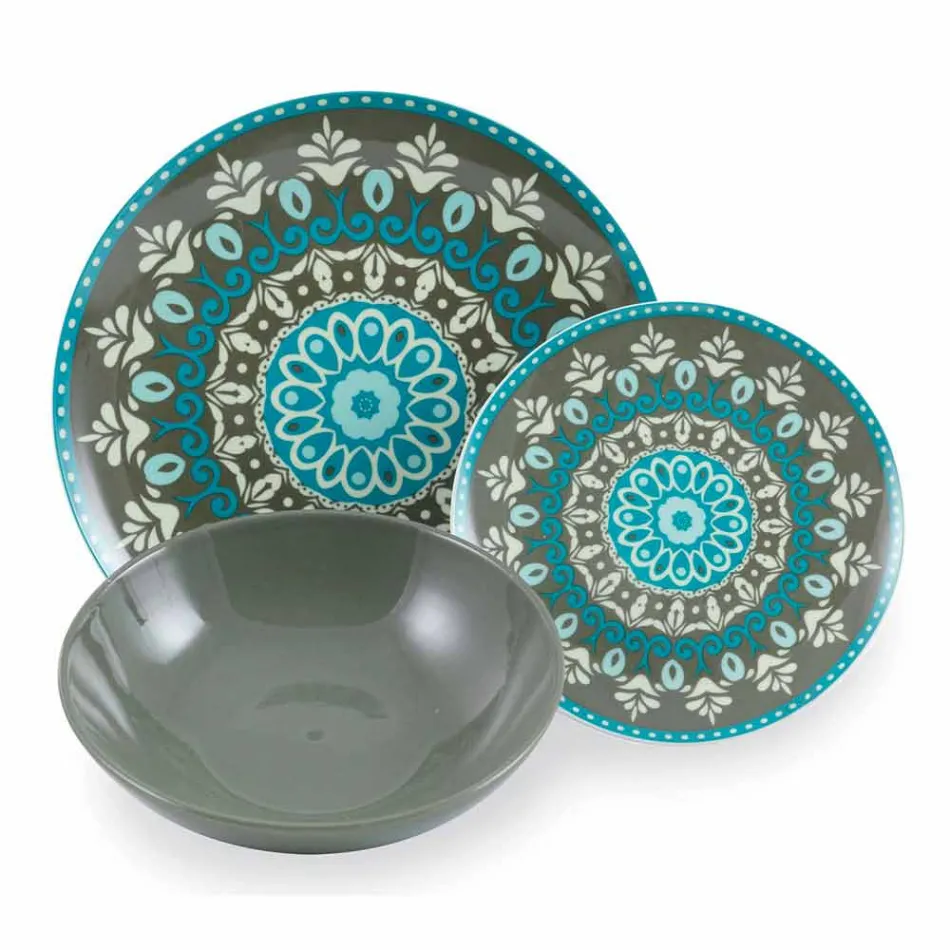 Conjunto de Talheres de Porcelana de Cor Azul 18 Peças - Eivissa Viadurini