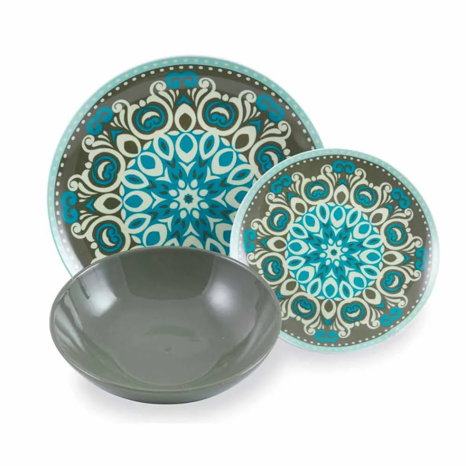 Conjunto de Talheres de Porcelana de Cor Azul 18 Peças - Eivissa Viadurini