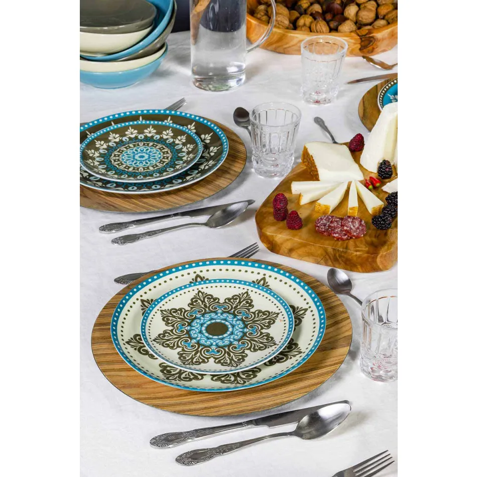 Conjunto de Talheres de Porcelana de Cor Azul 18 Peças - Eivissa Viadurini