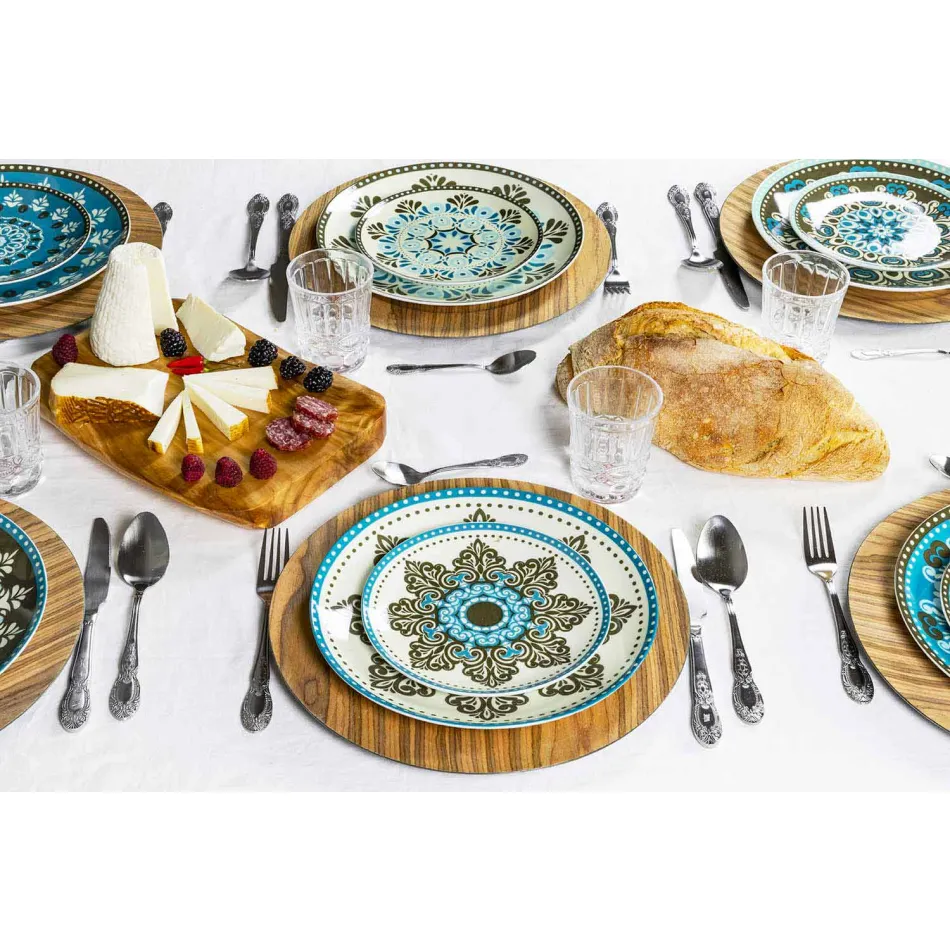 Conjunto de Talheres de Porcelana de Cor Azul 18 Peças - Eivissa Viadurini