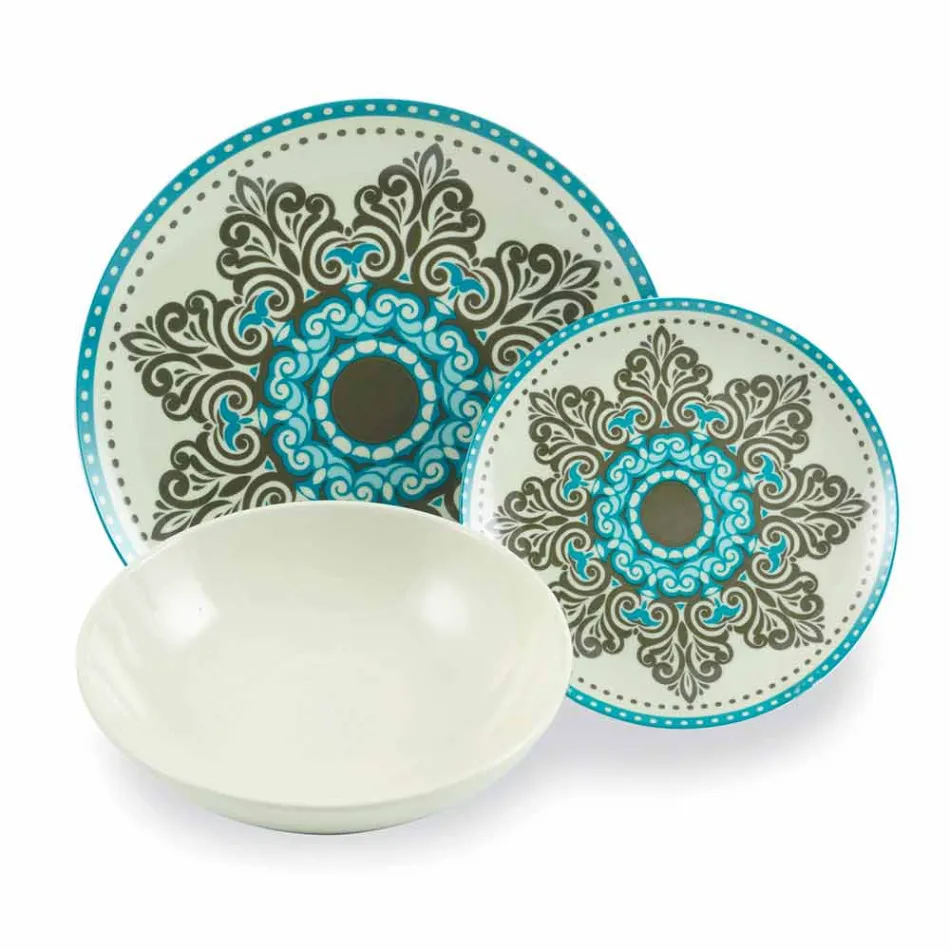 Conjunto de Talheres de Porcelana de Cor Azul 18 Peças - Eivissa Viadurini
