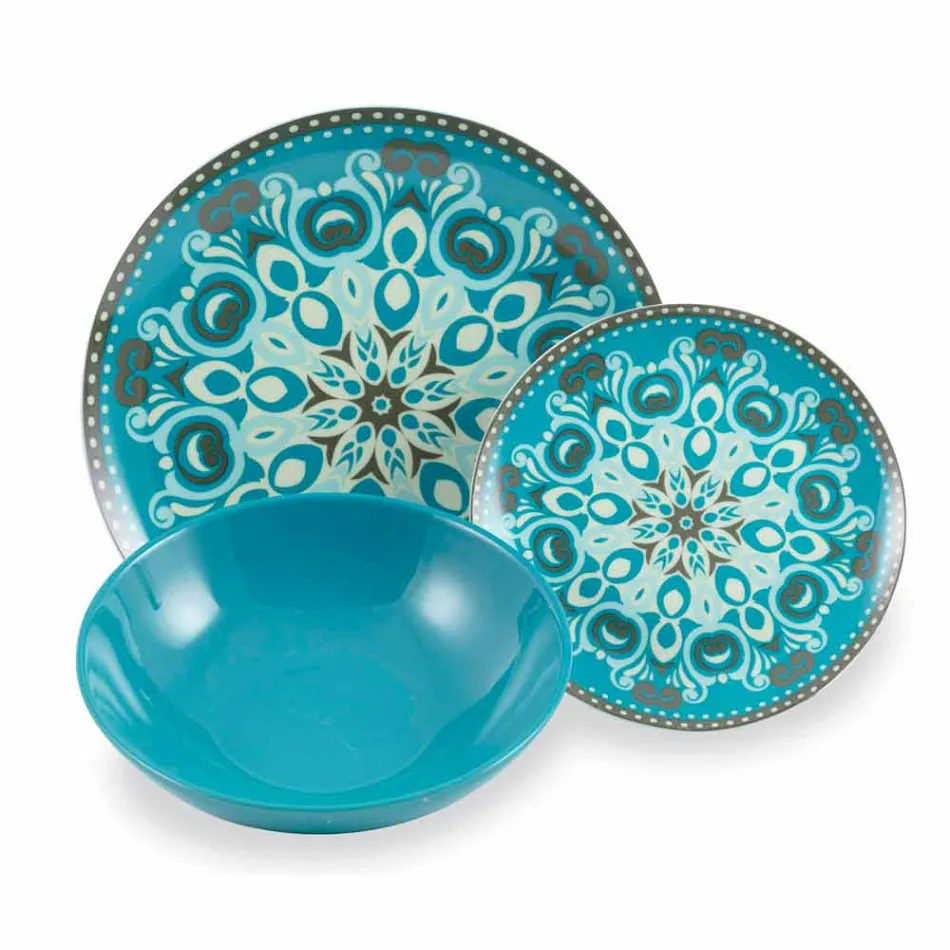 Conjunto de Talheres de Porcelana de Cor Azul 18 Peças - Eivissa Viadurini