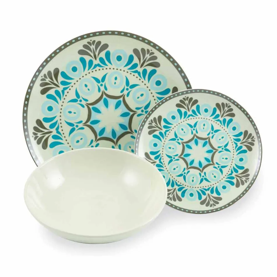 Conjunto de Talheres de Porcelana de Cor Azul 18 Peças - Eivissa Viadurini