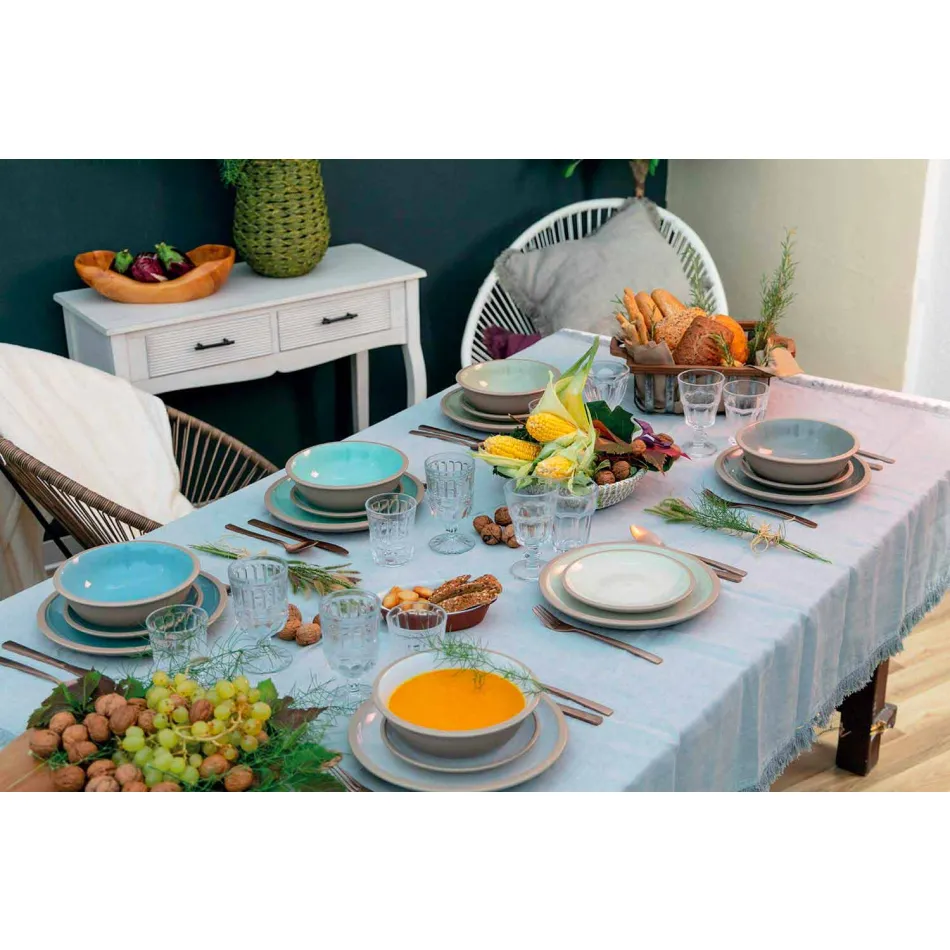 Talheres Pratos Coloridos Conjunto Completo 18 Peças Design - Osteria Viadurini