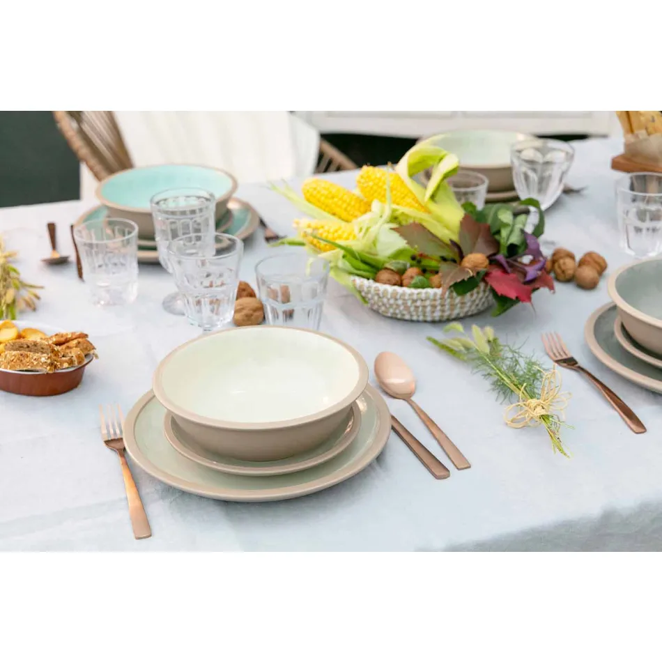 Talheres Pratos Coloridos Conjunto Completo 18 Peças Design - Osteria Viadurini