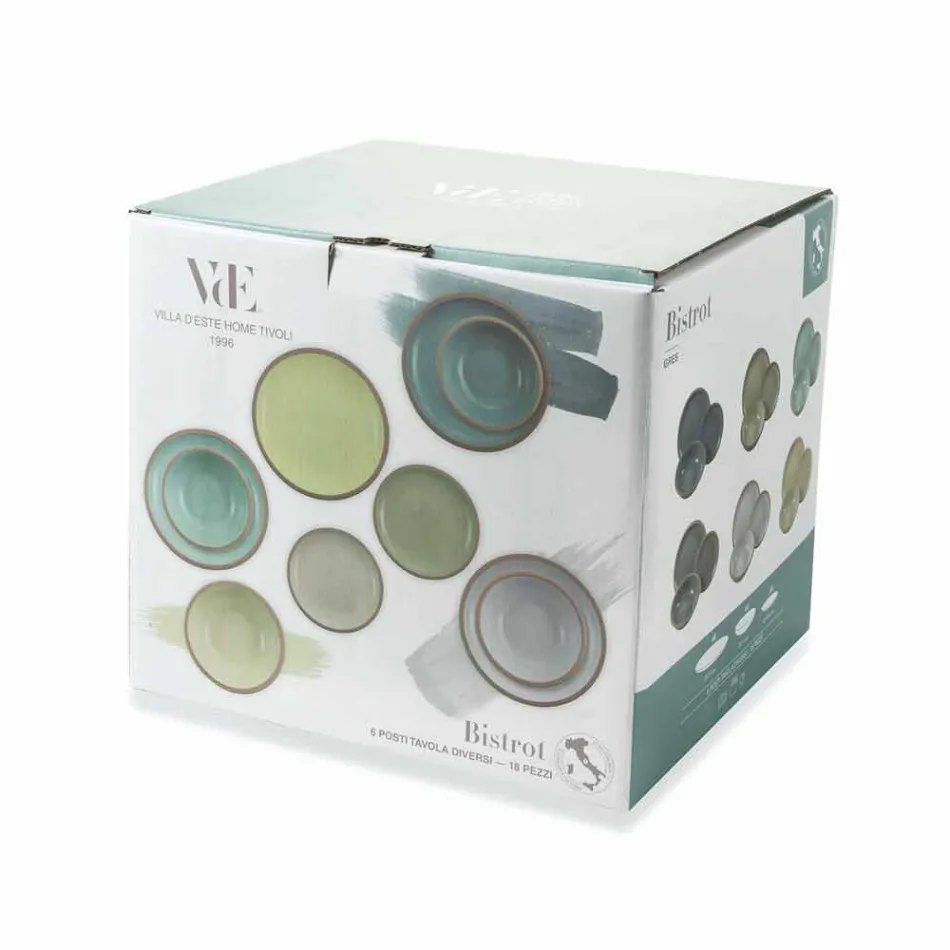 Jogo de Louça Pratos Coloridos Completos Design de 18 Peças - Osteria Viadurini