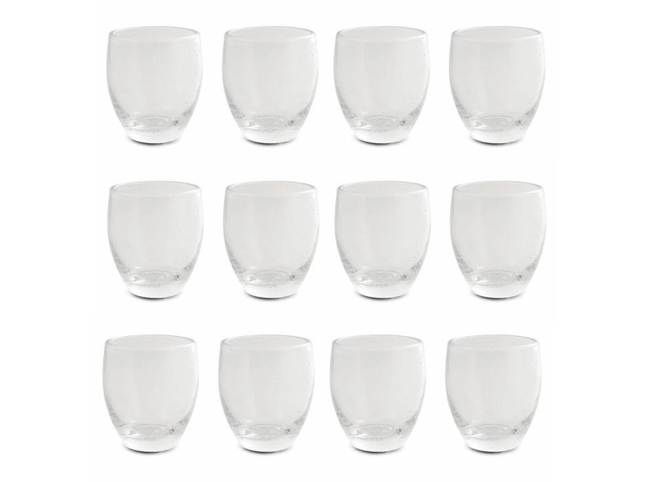 Conjunto de 12 peças de óculos de vidro soprado transparente - Guerrero Viadurini