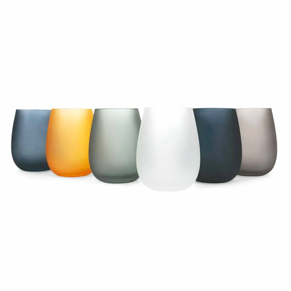 Conjunto moderno de copos de água de vidro colorido, 12 peças - aro Viadurini