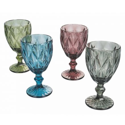 Conjunto de Taças de Vidro Colorido e Decorado 12 Peças - Renascença Viadurini