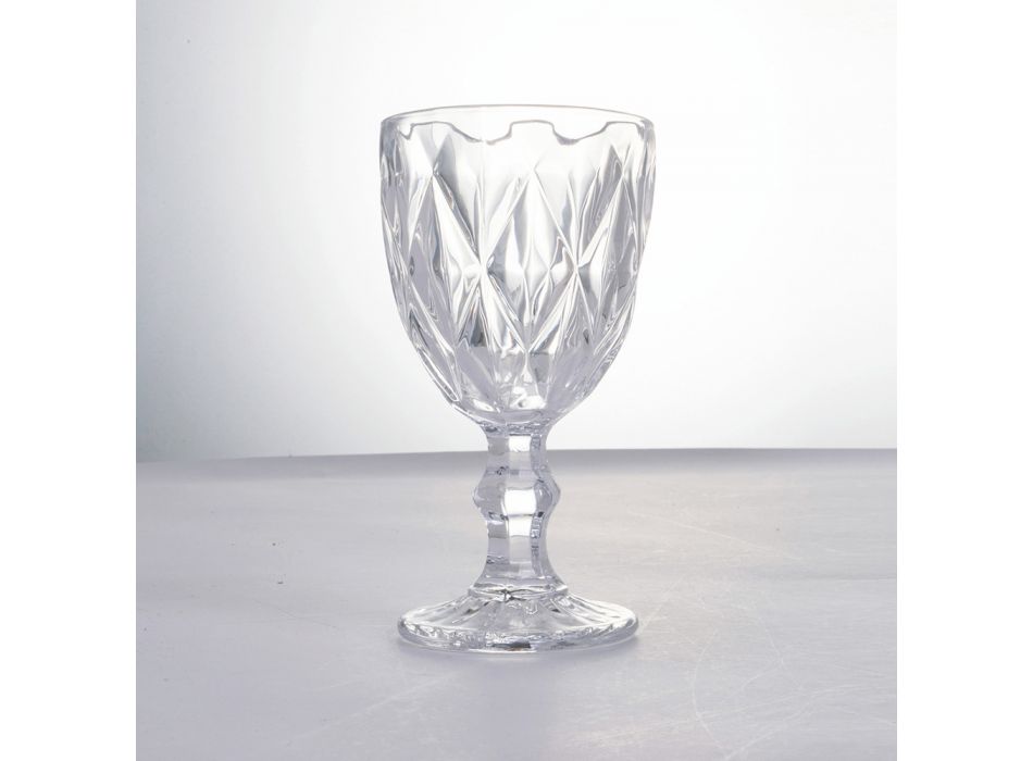 Conjunto de Cálice de Vidro Transparente com Decoração de 12 Peças - Renascença Viadurini