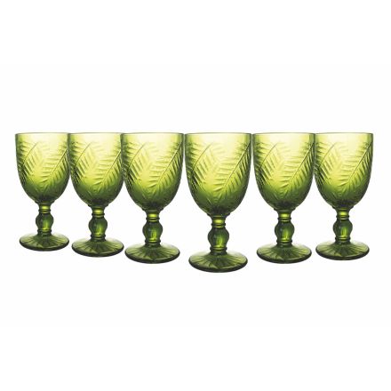 Conjunto de Taças em Vidro Transparente ou Verde com Decoração 12 Unidades - Tropeo Viadurini