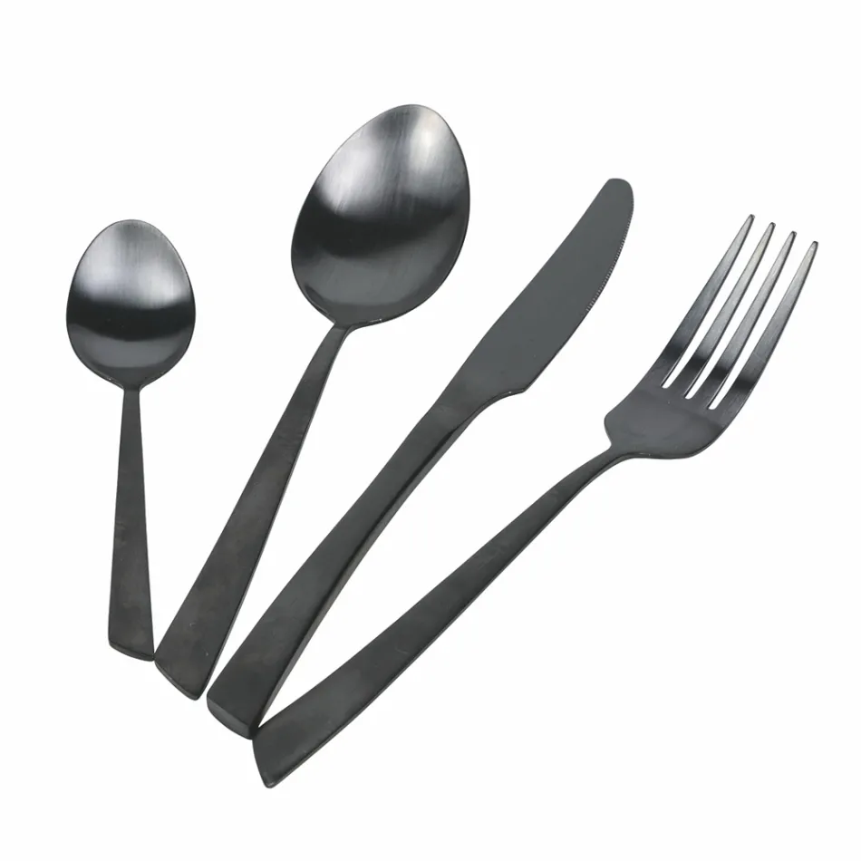 Conjunto de talheres de 24 peças Flat Black Steel ou Copper Design - Antozoi Viadurini