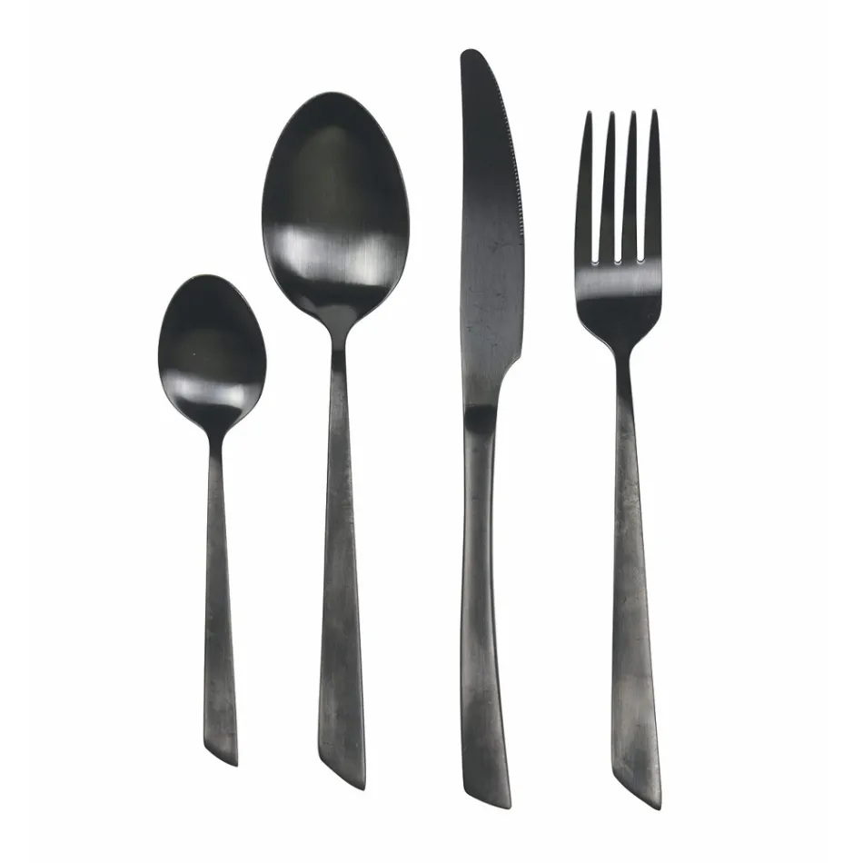 Conjunto de talheres de 24 peças Flat Black Steel ou Copper Design - Antozoi Viadurini