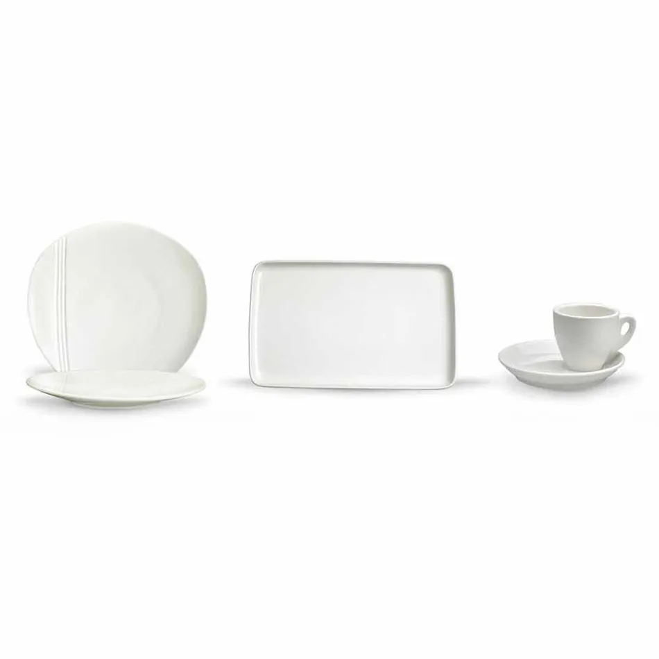 Pratos de aperitivo de porcelana modernos conjunto 36 peças - Nalah Viadurini
