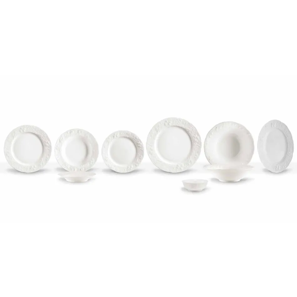 Conjunto de 27 pratos elegantes de porcelana branca - Gimignano Viadurini