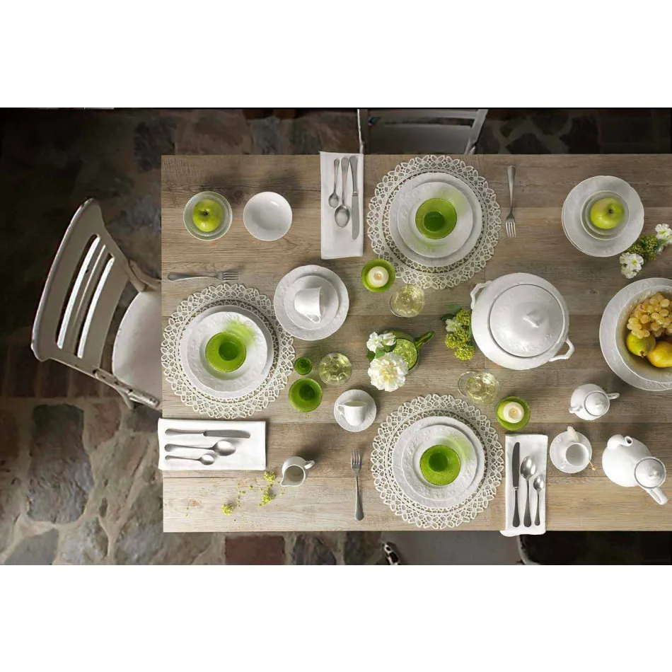 Conjunto de 27 pratos elegantes de porcelana branca - Gimignano Viadurini