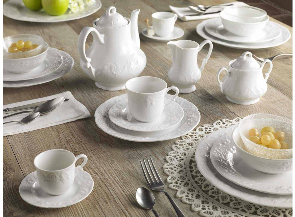 Conjunto de 27 pratos elegantes de porcelana branca - Gimignano Viadurini