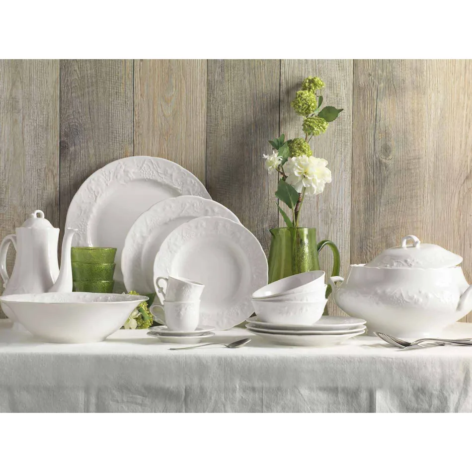 Conjunto de 27 pratos elegantes de porcelana branca - Gimignano Viadurini