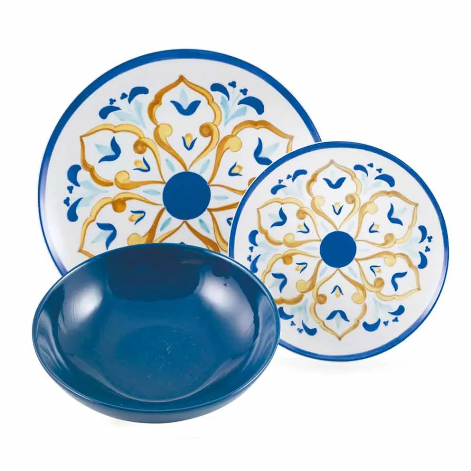 Serviço Pratos Coloridos e Modernos Louça Conjunto Completo 18 Peças - Cefalu Viadurini