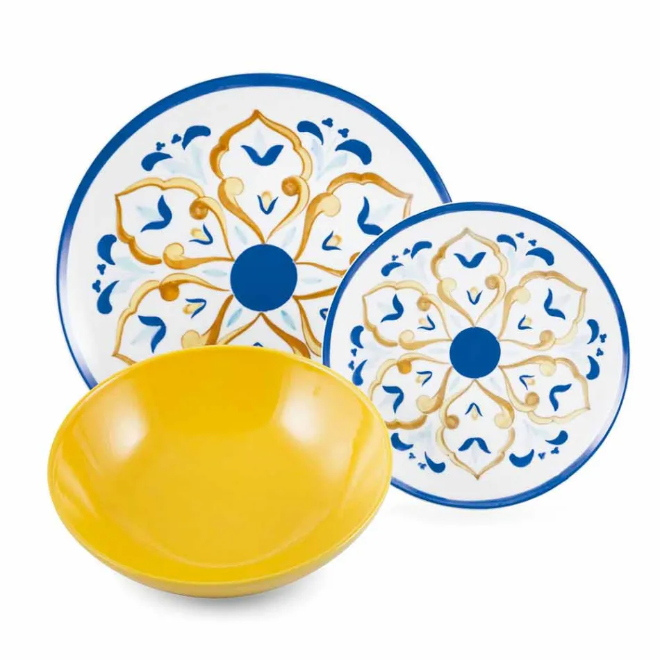 Serviço Pratos Coloridos e Modernos Louça Conjunto Completo 18 Peças - Cefalu Viadurini