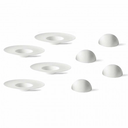 Talheres com Cloche Design Luxo em Porcelana Branca 8 Peças - Flavia Viadurini