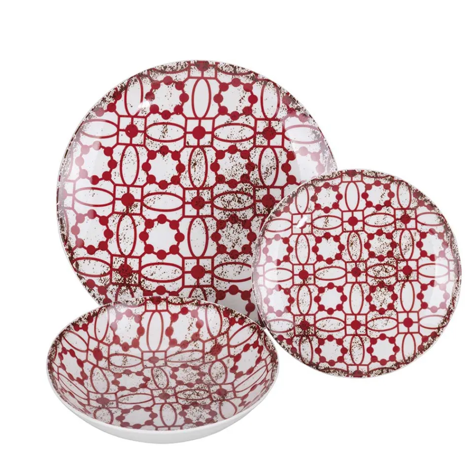 Serviço de Jantar em Porcelana de 18 Peças em 2 Acabamentos Diferentes - Jamais Viadurini