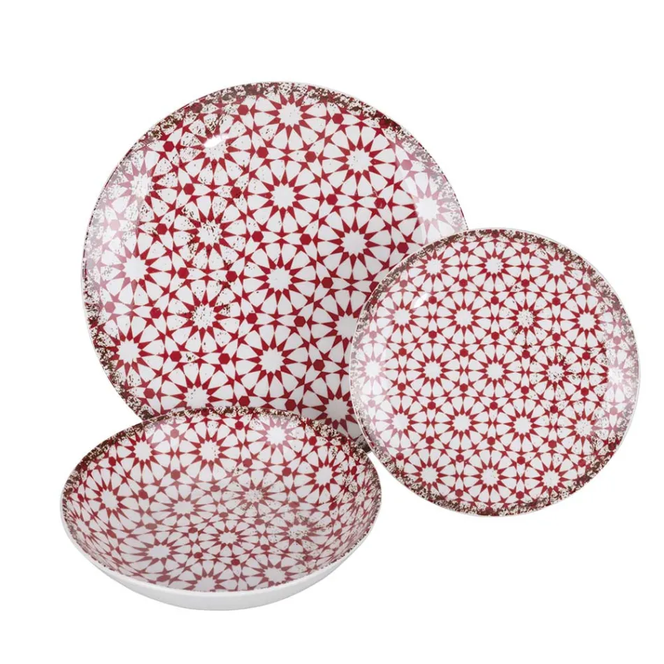 Serviço de Jantar em Porcelana de 18 Peças em 2 Acabamentos Diferentes - Jamais Viadurini