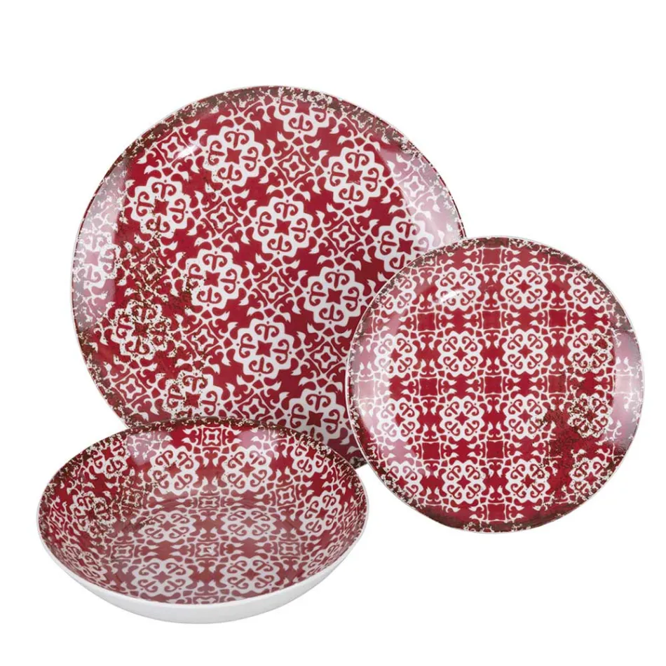 Serviço de Jantar em Porcelana de 18 Peças em 2 Acabamentos Diferentes - Jamais Viadurini