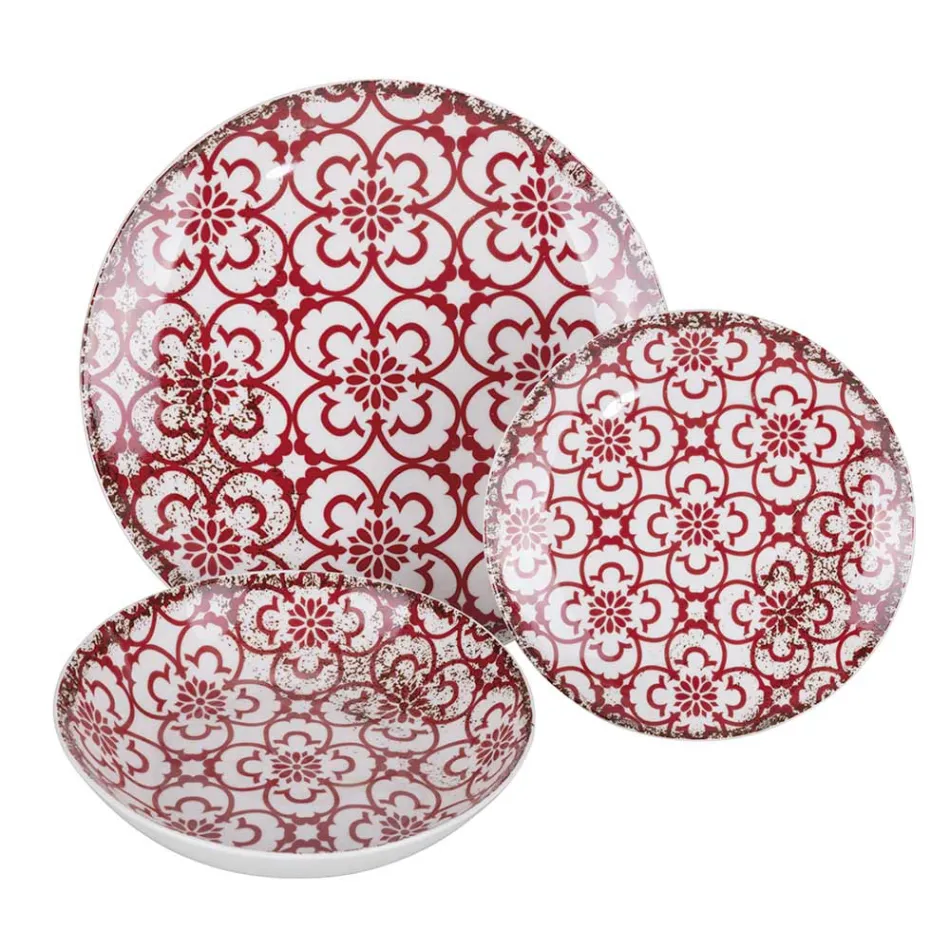 Serviço de Jantar em Porcelana de 18 Peças em 2 Acabamentos Diferentes - Jamais Viadurini