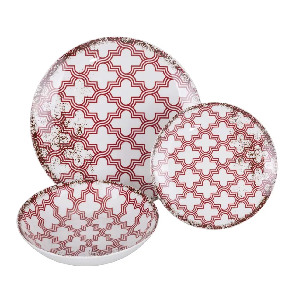 Serviço de Jantar em Porcelana de 18 Peças em 2 Acabamentos Diferentes - Jamais Viadurini