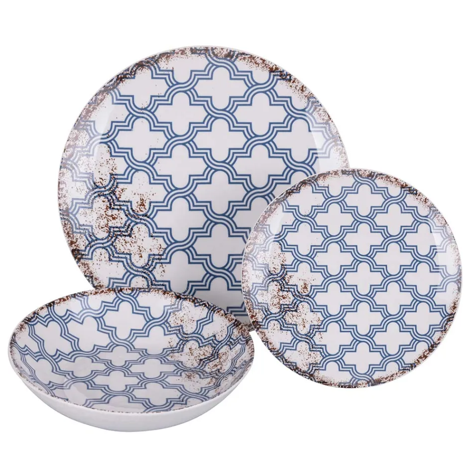 Serviço de Jantar em Porcelana de 18 Peças em 2 Acabamentos Diferentes - Jamais Viadurini