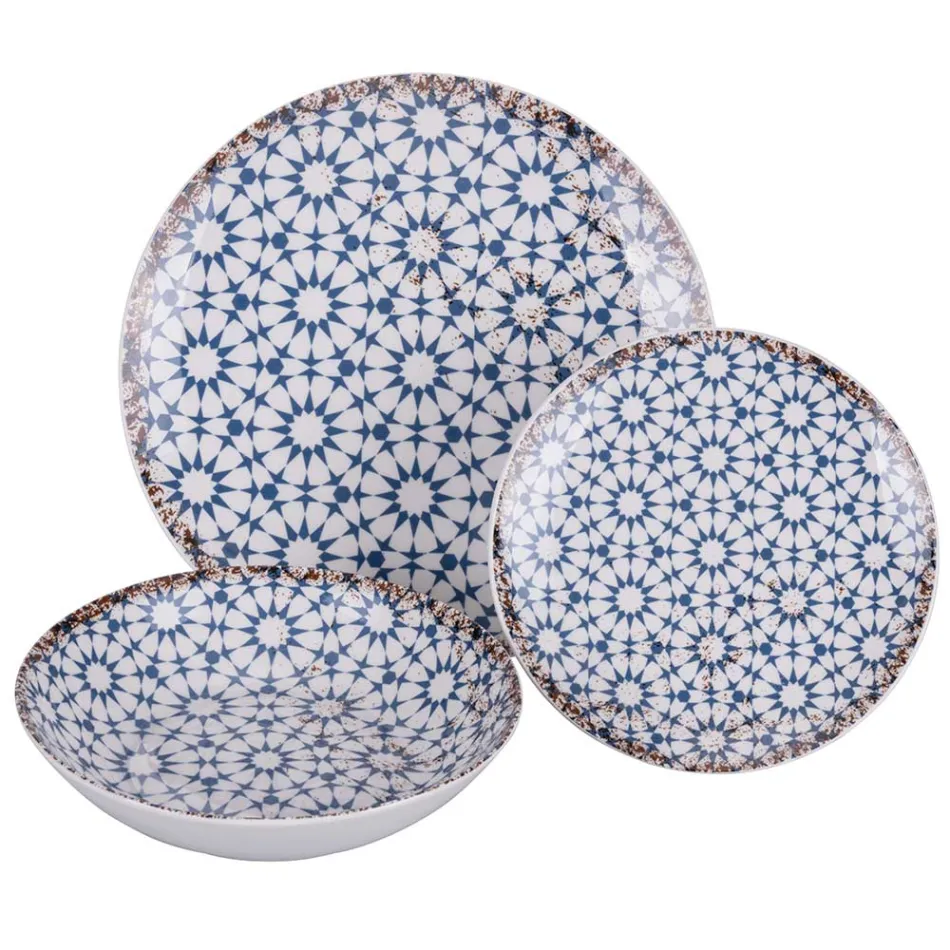 Serviço de Jantar em Porcelana de 18 Peças em 2 Acabamentos Diferentes - Jamais Viadurini