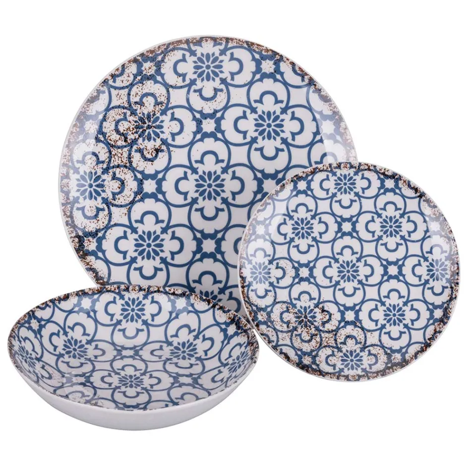 Serviço de Jantar em Porcelana de 18 Peças em 2 Acabamentos Diferentes - Jamais Viadurini