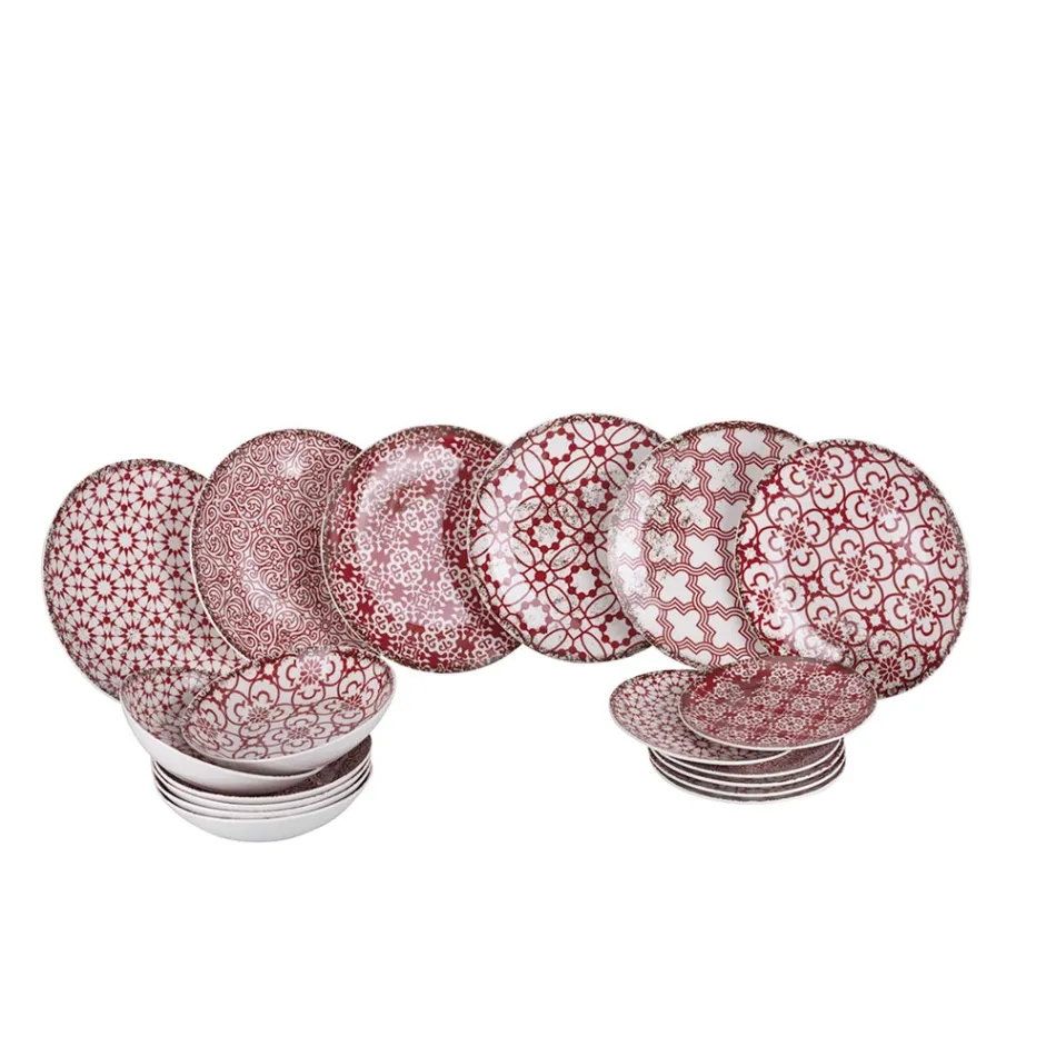 Serviço de Jantar em Porcelana de 18 Peças em 2 Acabamentos Diferentes - Jamais Viadurini