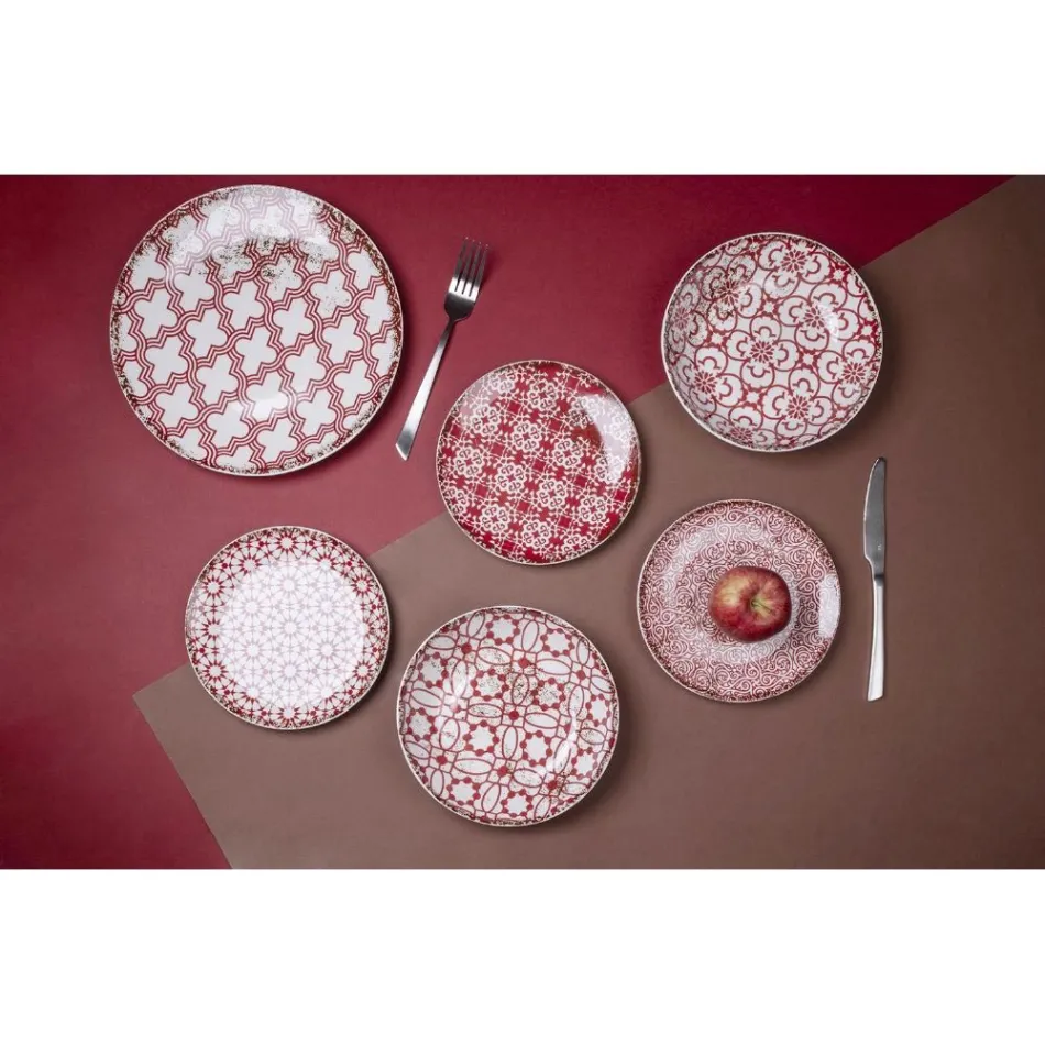 Serviço de Jantar em Porcelana de 18 Peças em 2 Acabamentos Diferentes - Jamais Viadurini