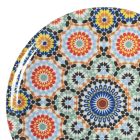 Prato para Pizza de Porcelana Colorida Decorada Serviço 6 Peças - Marrocos Viadurini