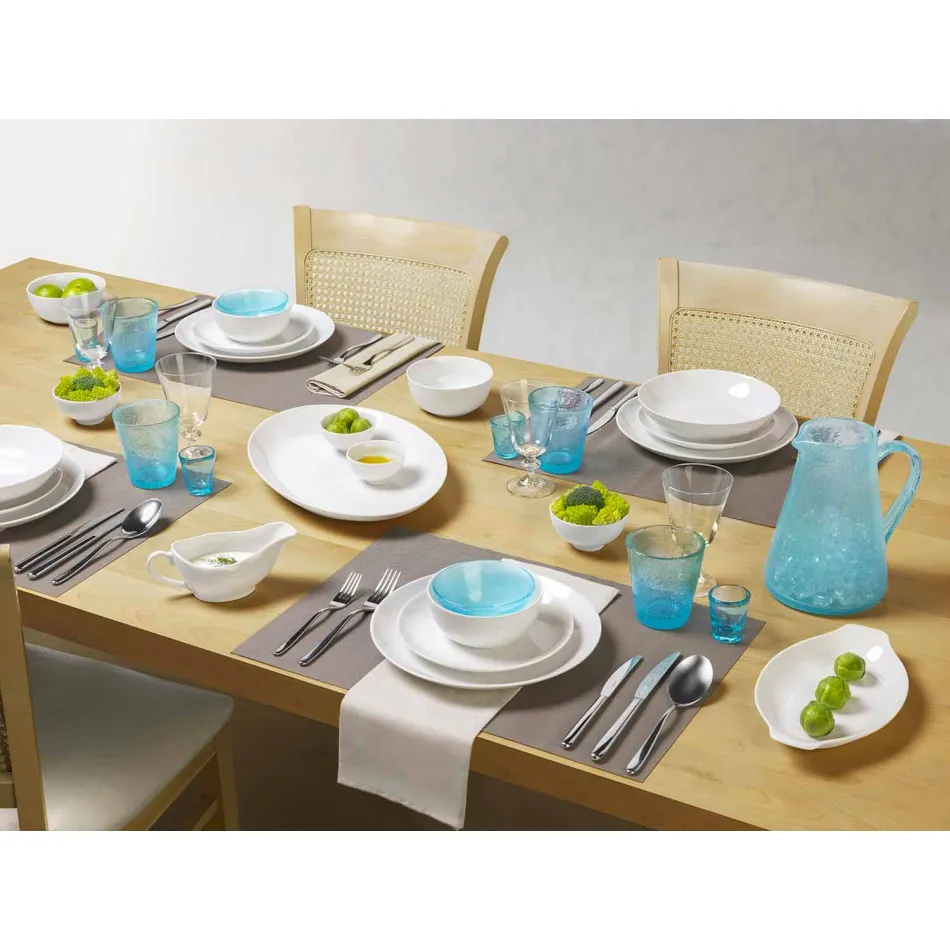 Pratos de servir 3 peças de design moderno em porcelana branca - Málaga Viadurini