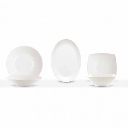 Pratos de servir 3 peças de design moderno em porcelana branca - Málaga Viadurini