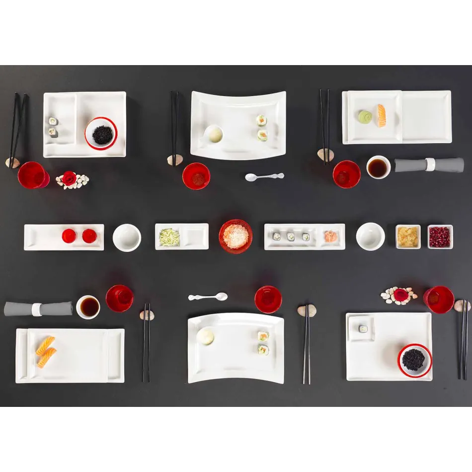 Pratos modernos de porcelana branca conjunto 25 peças - basal Viadurini