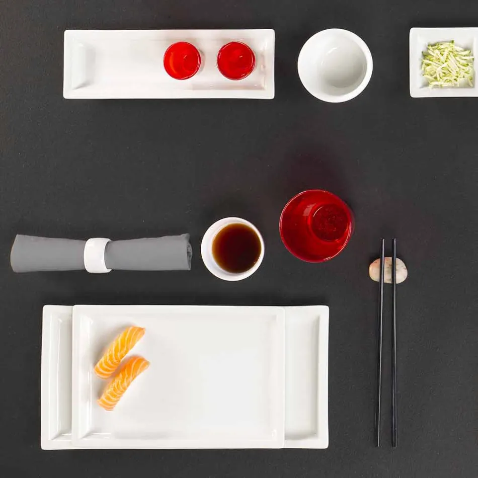 Pratos modernos de porcelana branca conjunto 25 peças - basal Viadurini