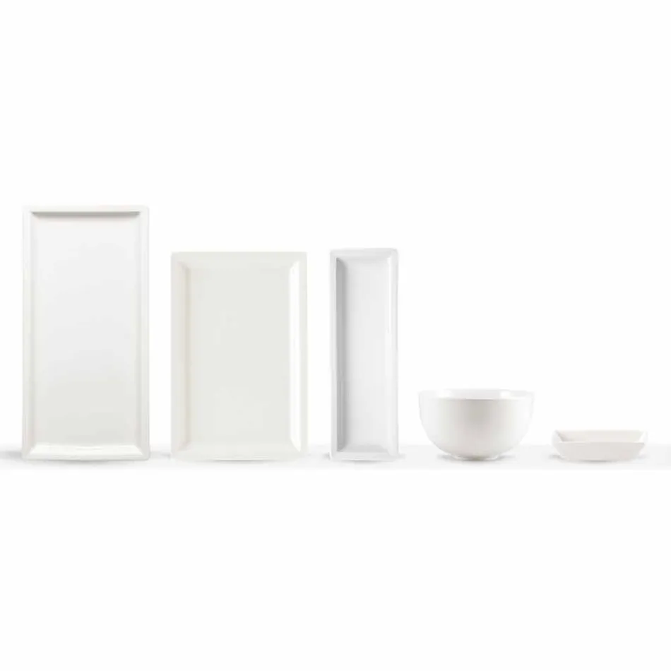 Pratos modernos de porcelana branca conjunto 25 peças - basal Viadurini