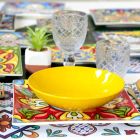 Prato de Jantar Colorido em Porcelana e Grés Serviço 18 Peças - Aztecas Viadurini