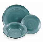 Serviço de Louças em Hard Dolomite Blue Shades 18 peças - Abruzzo Viadurini