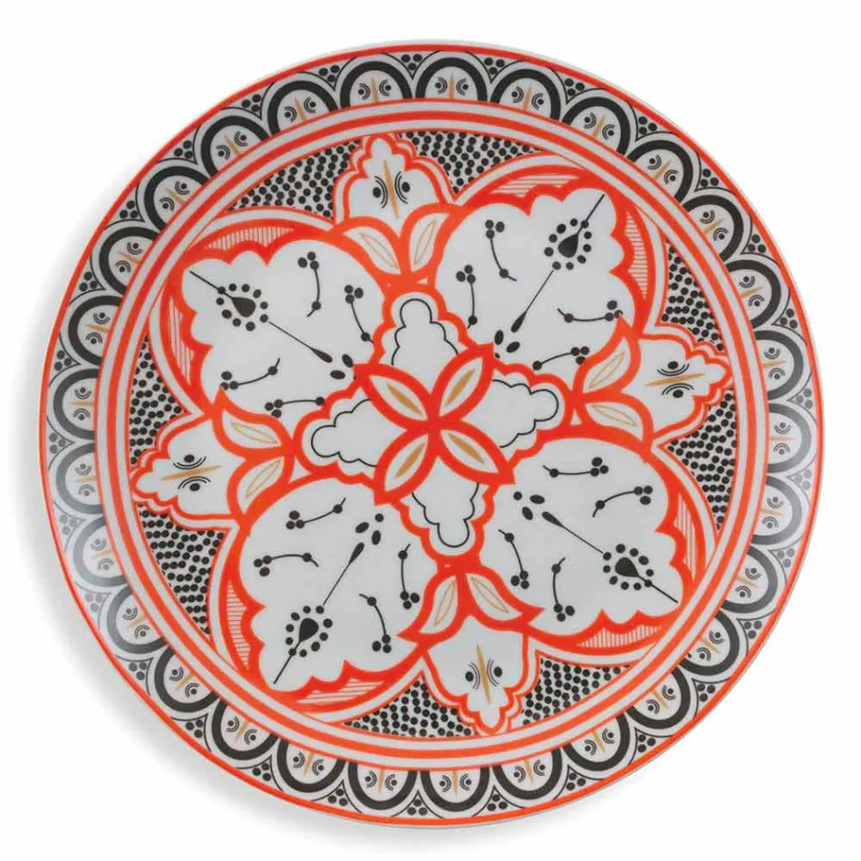 Serviço de Pratos Étnicos em Porcelana e Grés Colorido e Moderno 18 Peças - Fez Viadurini