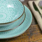 Serviço de Pratos em Hard Dolomite Grey, Light Blue ou Blue 18 Pieces - Arabian Viadurini