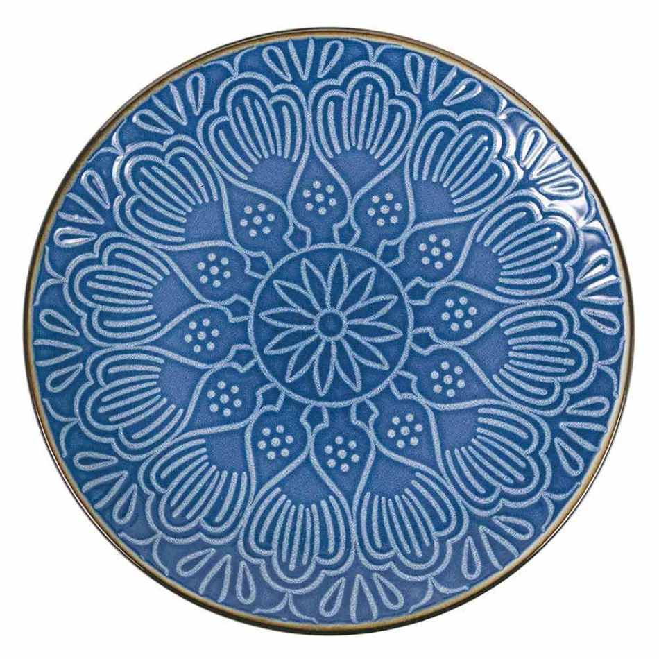 Serviço de Pratos em Hard Dolomite Grey, Light Blue ou Blue 18 Pieces - Arabian Viadurini